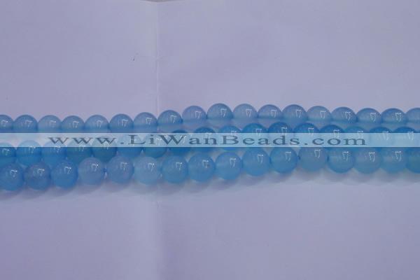 CBC254 15.5 inches 12mm A grade round ocean blue chalcedony beads