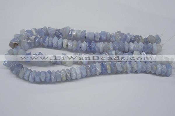 CBC32 15.5 inches 6*13mm faceted nuggets blue chalcedony beads