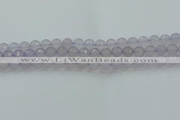 CBC437 15.5 inches 10mm faceted round purple chalcedony beads