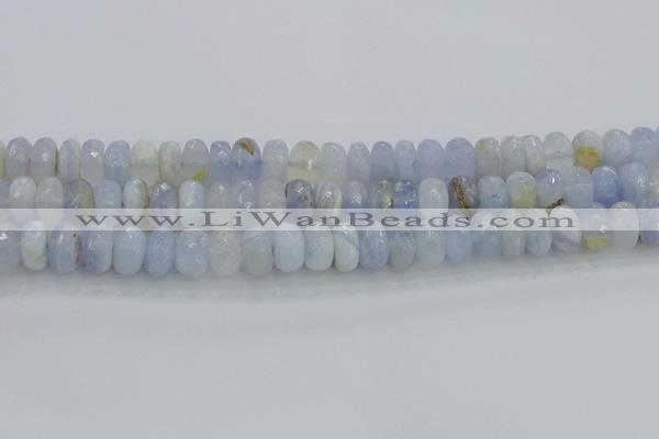 CBC466 15.5 inches 6*10mm faceted rondelle blue chalcedony beads