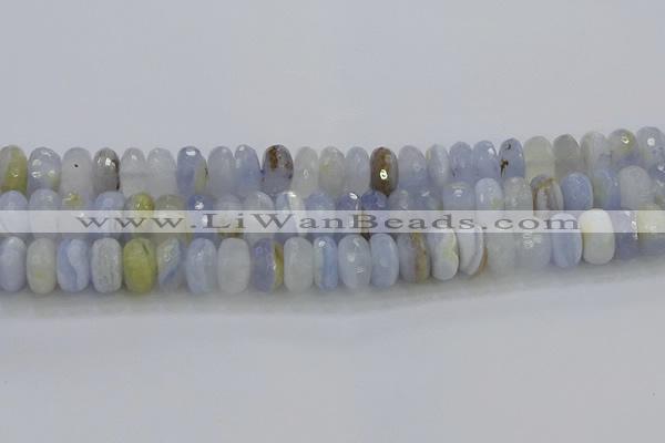 CBC467 15.5 inches 7*12mm faceted rondelle blue chalcedony beads