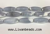 CBC783 15.5 inches 18*45mm rice blue chalcedony beads