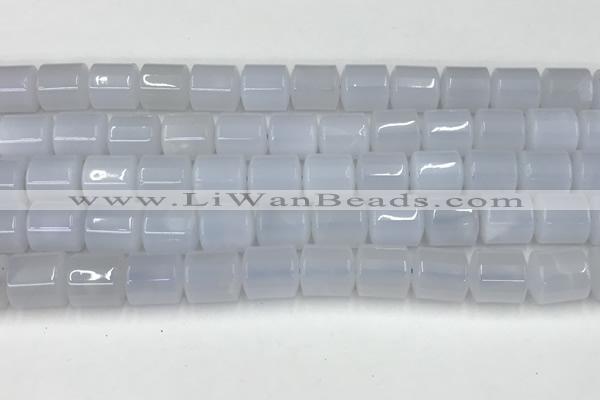 CBC822 15.5 inches 10*11mm tube blue chalcedony gemstone beads