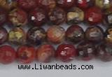 CBD369 15.5 inches 6mm faceted round brecciated jasper beads