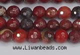 CBD376 15.5 inches 6mm faceted round poppy jasper beads