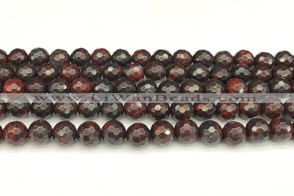 CBD392 15 inches 10mm faceted round brecciated jasper beads