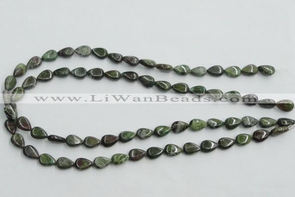 CBG08 15.5 inches 8*12mm flat teardrop bronze green gemstone beads