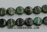 CBG14 15.5 inches 10mm flat round bronze green gemstone beads