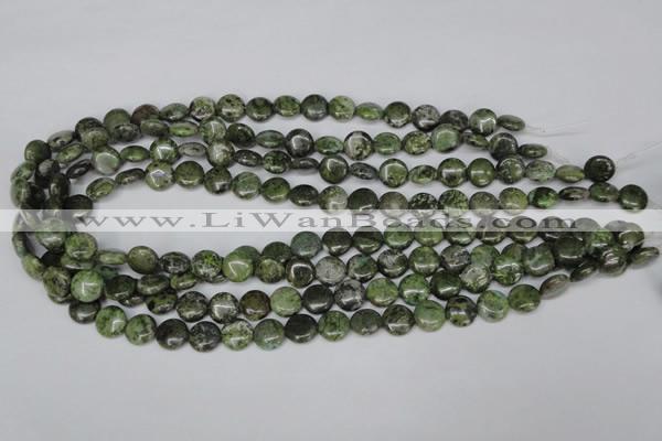 CBG14 15.5 inches 10mm flat round bronze green gemstone beads