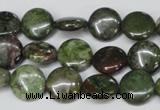 CBG35 15.5 inches 14mm flat round bronze green gemstone beads