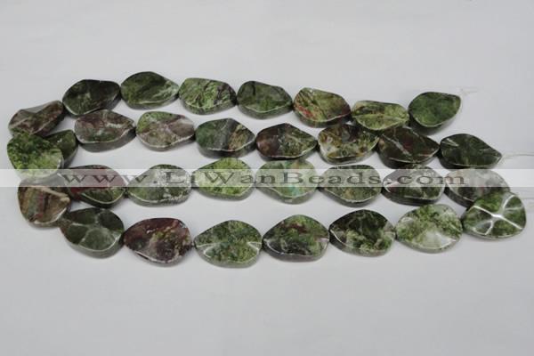 CBG67 15.5 inches 18*25mm wavy teardrop bronze green gemstone beads