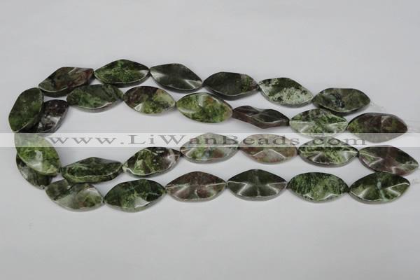 CBG71 15.5 inches 15*30mm wavy marquise bronze green gemstone beads