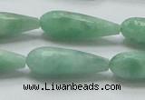 CBJ26 15.5 inches 10*30mm faceted teardrop jade beads wholesale