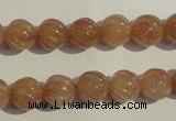 CBQ15 15.5 inches 10mm carved round strawberry quartz beads wholesale