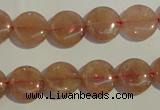 CBQ16 15.5 inches 12mm flat round strawberry quartz beads wholesale