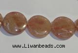 CBQ18 15.5 inches 16mm flat round strawberry quartz beads wholesale