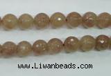 CBQ212 15.5 inches 8mm faceted round strawberry quartz beads