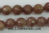 CBQ214 15.5 inches 12mm faceted round strawberry quartz beads