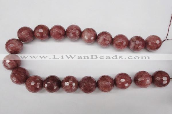 CBQ218 15.5 inches 20mm faceted round strawberry quartz beads