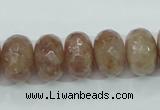 CBQ224 15.5 inches 10*16mm faceted rondelle strawberry quartz beads