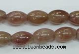 CBQ226 15.5 inches 10*14mm rice strawberry quartz beads