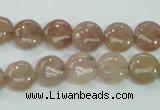 CBQ235 15.5 inches 10mm flat round strawberry quartz beads