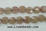 CBQ240 15.5 inches 8mm faceted coin strawberry quartz beads