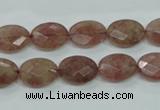 CBQ252 15.5 inches 10*14mm faceted oval strawberry quartz beads