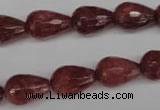 CBQ268 15.5 inches 10*15mm faceted teardrop strawberry quartz beads