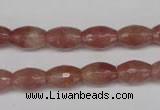 CBQ270 15.5 inches 8*12mm faceted rice strawberry quartz beads