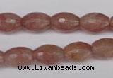 CBQ271 15.5 inches 10*14mm faceted rice strawberry quartz beads