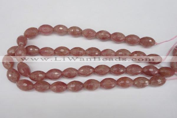 CBQ272 15.5 inches 12*18mm faceted rice strawberry quartz beads