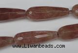 CBQ275 15.5 inches 10*30mm faceted teardrop strawberry quartz beads