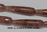 CBQ276 15.5 inches 10*40mm faceted teardrop strawberry quartz beads