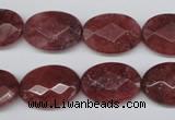 CBQ278 15.5 inches 13*18mm faceted oval strawberry quartz beads