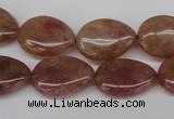 CBQ283 15.5 inches 13*18mm flat teardrop strawberry quartz beads