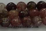 CBQ322 15.5 inches 8mm faceted round strawberry quartz beads