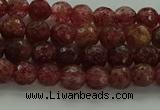 CBQ330 15.5 inches 4mm faceted round strawberry quartz beads