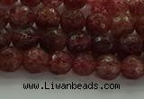 CBQ331 15.5 inches 6mm faceted round strawberry quartz beads