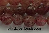 CBQ332 15.5 inches 8mm faceted round strawberry quartz beads