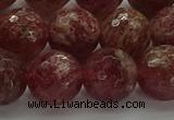 CBQ334 15.5 inches 12mm faceted round strawberry quartz beads