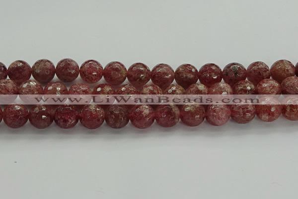 CBQ334 15.5 inches 12mm faceted round strawberry quartz beads