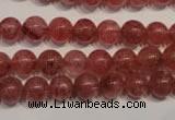 CBQ352 15.5 inches 8mm round natural strawberry quartz beads