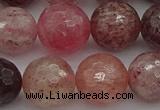 CBQ415 15.5 inches 14mm faceted round strawberry quartz beads