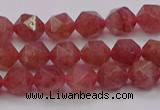 CBQ431 15.5 inches 6mm faceted nuggets strawberry quartz beads