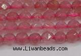 CBQ436 15.5 inches 6mm faceted nuggets strawberry quartz beads