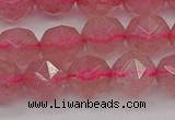 CBQ438 15.5 inches 10mm faceted nuggets strawberry quartz beads