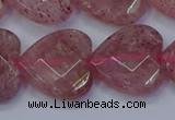 CBQ471 15.5 inches 16mm faceted heart strawberry quartz beads