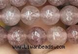 CBQ572 15.5 inches 8mm faceted round strawberry quartz beads