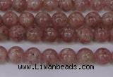 CBQ601 15.5 inches 6mm round natural strawberry quartz beads